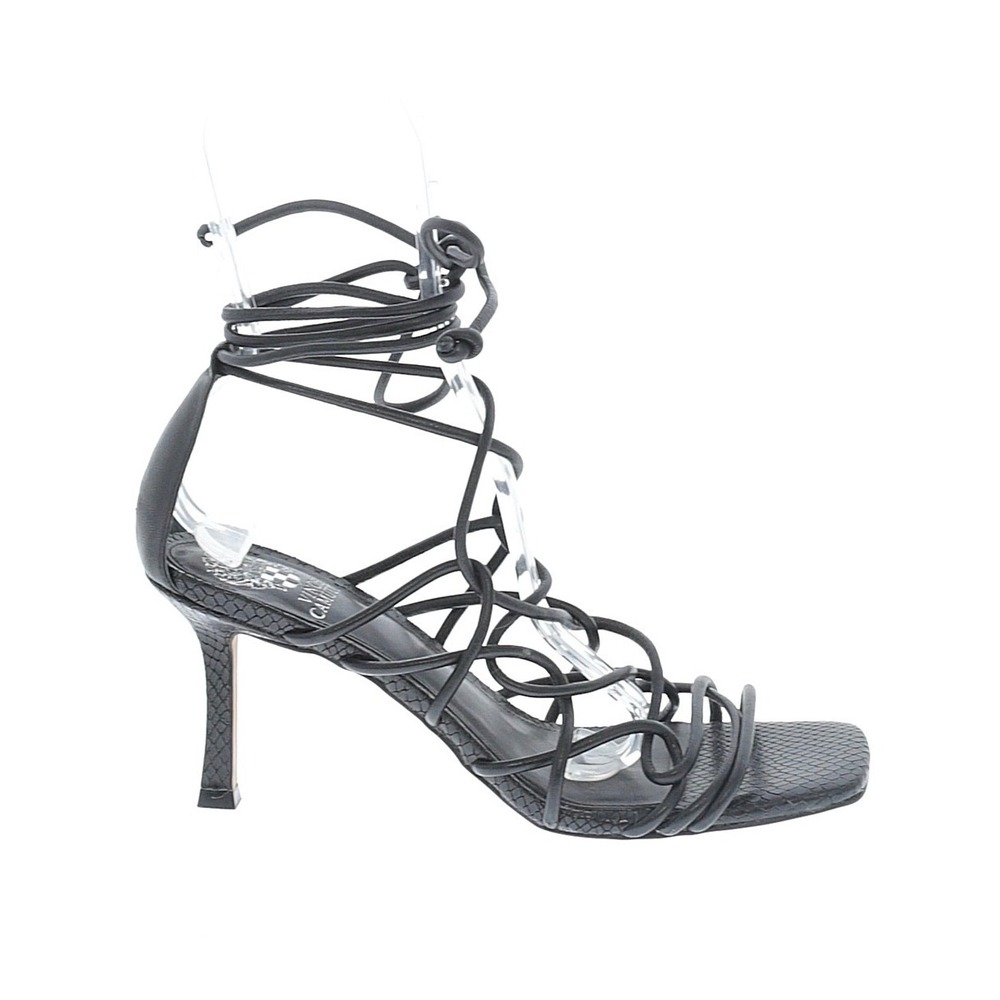 Vince Camuto Enjita Sandals Womens 10M Black Excellent Lace Up Snakeskin Heels